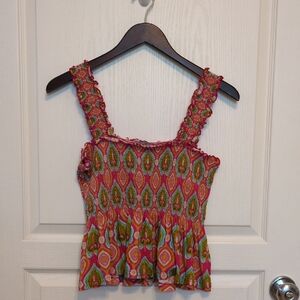 Anthropologie Smocked Peplum Tank Top